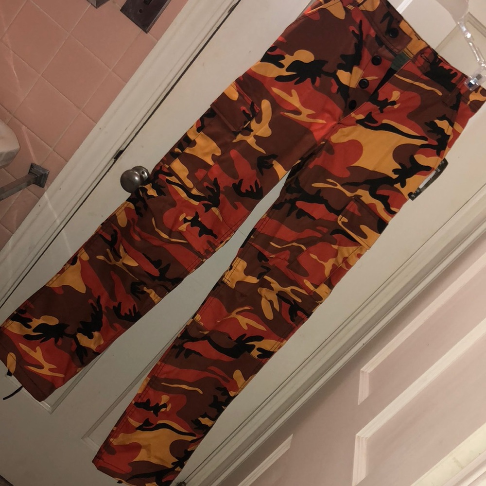 XS Orange Camo Pants